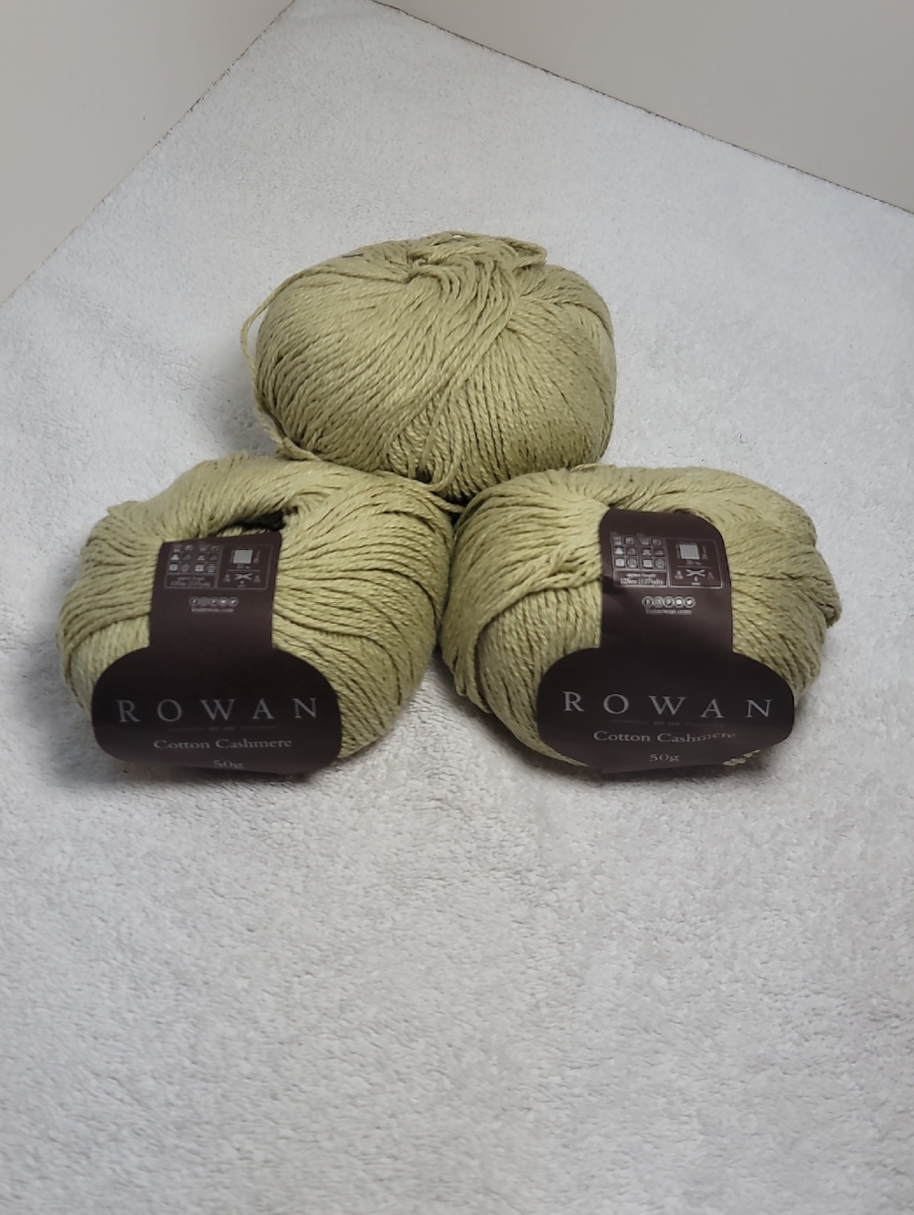 Rowan Cotton Cashmere Yarn - Light Olive Green (3 Balls) NWT